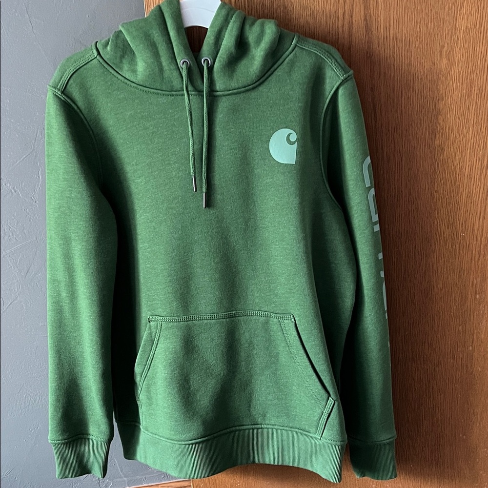 Carhartt Women’s  Dark Green Pullover Hoodie with Chest Logo